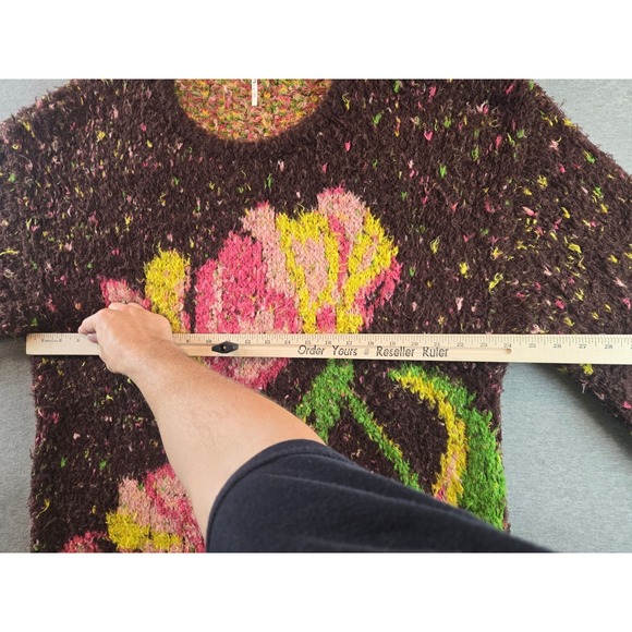 Free People‎ Color Me Cozy Sweater Womens M Confetti Floral Oversized Slouchy - Picture 7 of 11